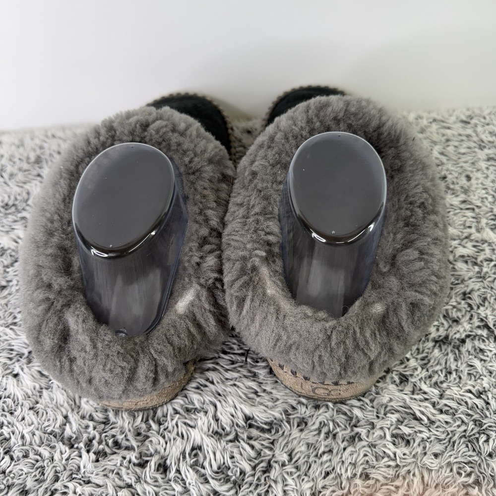 Uggs Slippers Black Gray Slip On Sheepskin Suede Shoes Women's Size 7 - Picture 6 of 10
